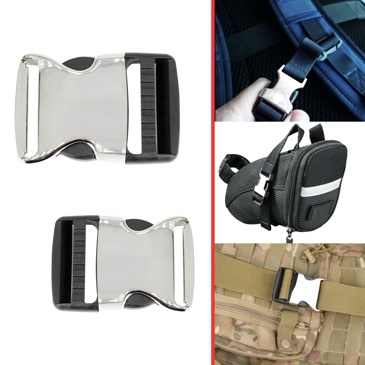 Metal & Plastic Double Sided Quick Release Buckle (Pack of 1)