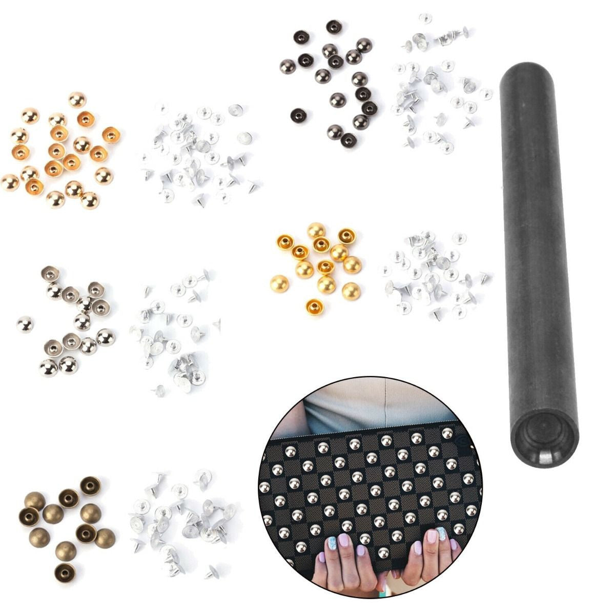 Domed Head Mushroom Studs with Fixing Hand Tool - (Pack of 100)