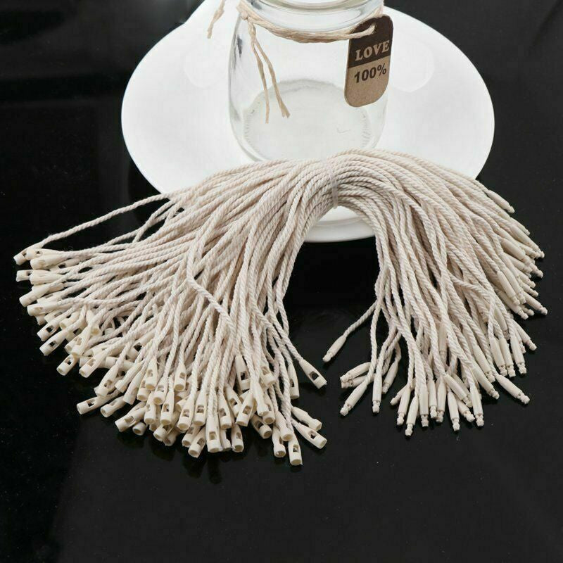 7"/20cm Cotton Hang Tag String With Fasterner - (Pack of 100)