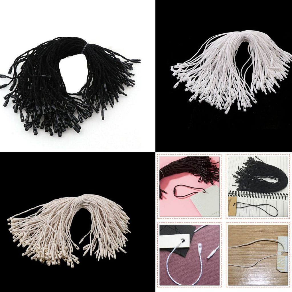 7"/20cm Cotton Hang Tag String With Fasterner - (Pack of 100)