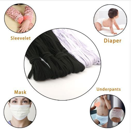 5mm Flat Elastic Cord Black and White