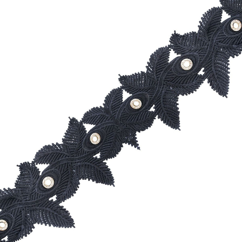 90mm Guipure Lace Trim with Diamante Eyelets