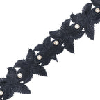 90mm Guipure Lace Trim with Diamante Eyelets