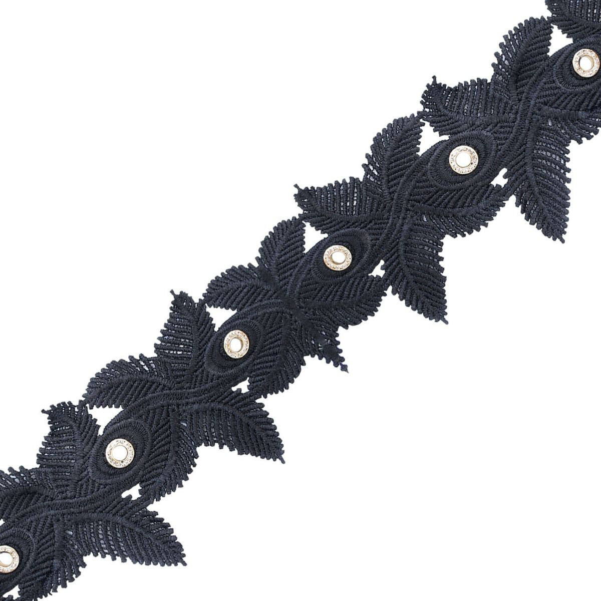 90mm Guipure Lace Trim with Diamante Eyelets