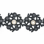 Diamante Eyelets Studded Lace Ribbon - 1m