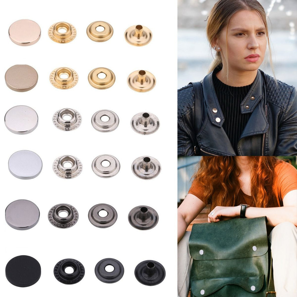 4-Part Flat Cap Press Studs (10 Sets)