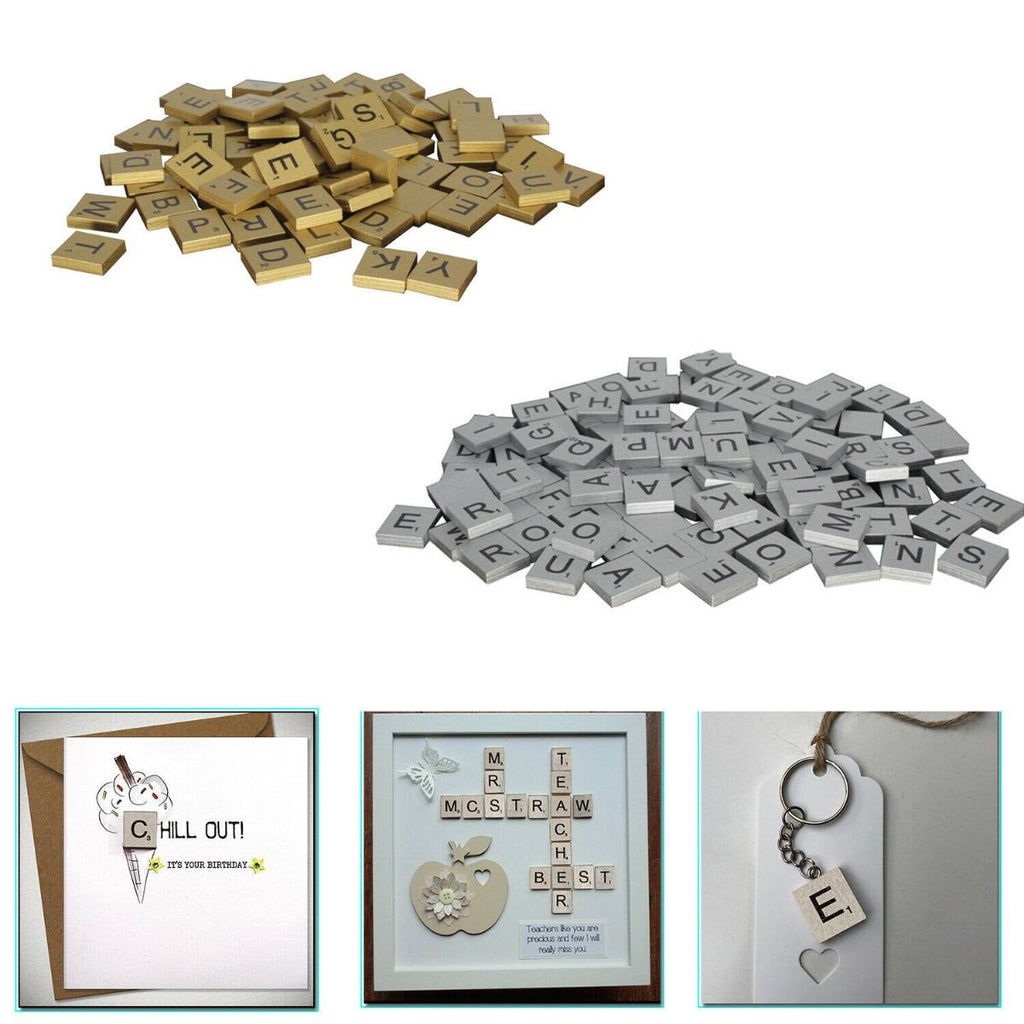 Wooden Tiles Letters with Black Alphabets & Numbers - (Pack of 100)