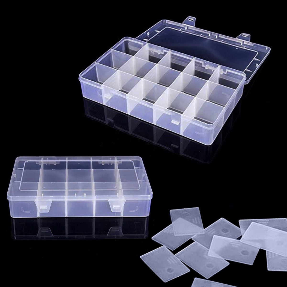 15-Compartment Crafting Organiser Box with Adjustable Dividers