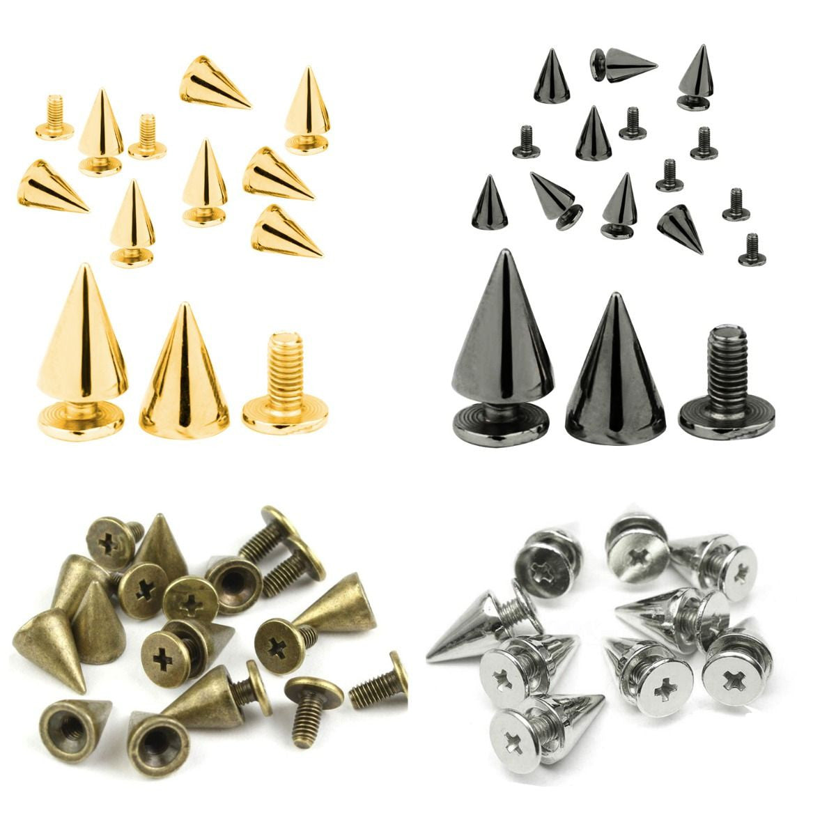 Screw Back Metal Cone Studs - (Pack of 50)