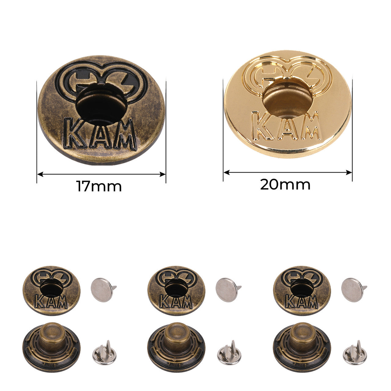 17mm & 20mm KAM Jeans Buttons