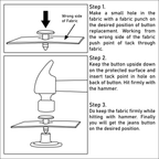 Brass Jeans Button Fasteners with Aluminium Back Pin - (Pack of 10)