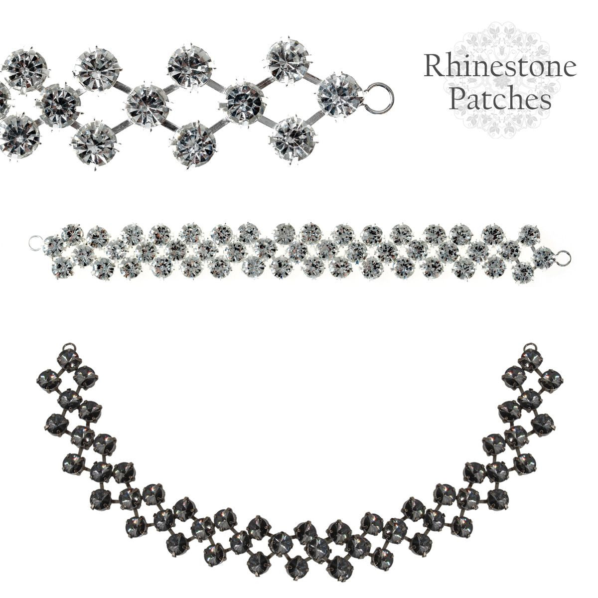 Sew-On 3-Row Diamante Motif - 290mm x 20mm