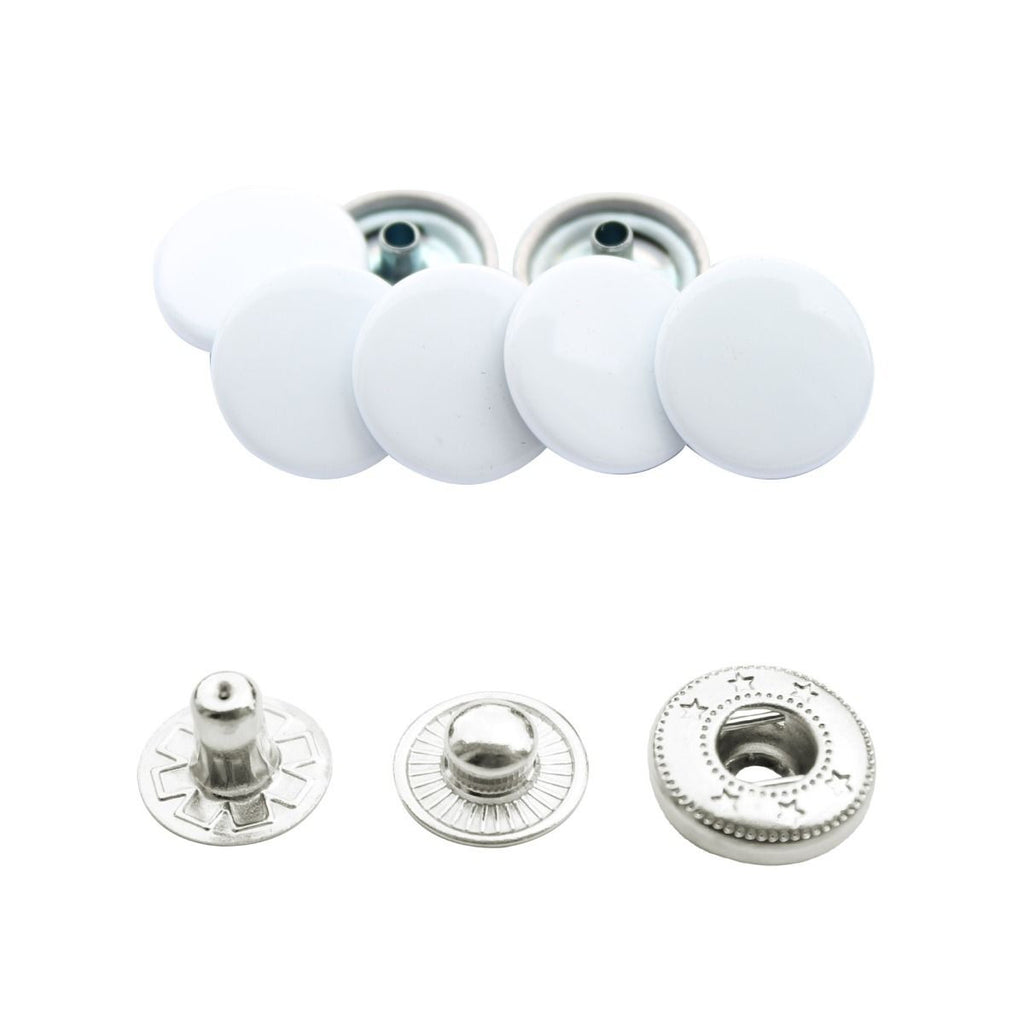 15mm S Spring Press Studs with Coloured Caps and Silver Components (10 Sets)