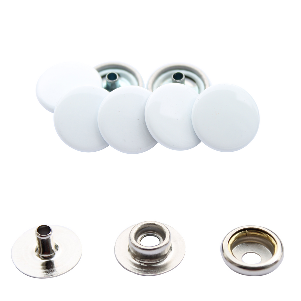 15mm Press Studs with Colour Caps and Silver Components - Small (10 Sets)