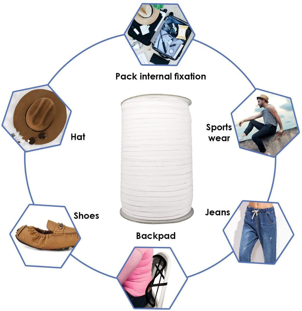 5mm Flat Elastic Cord Black and White