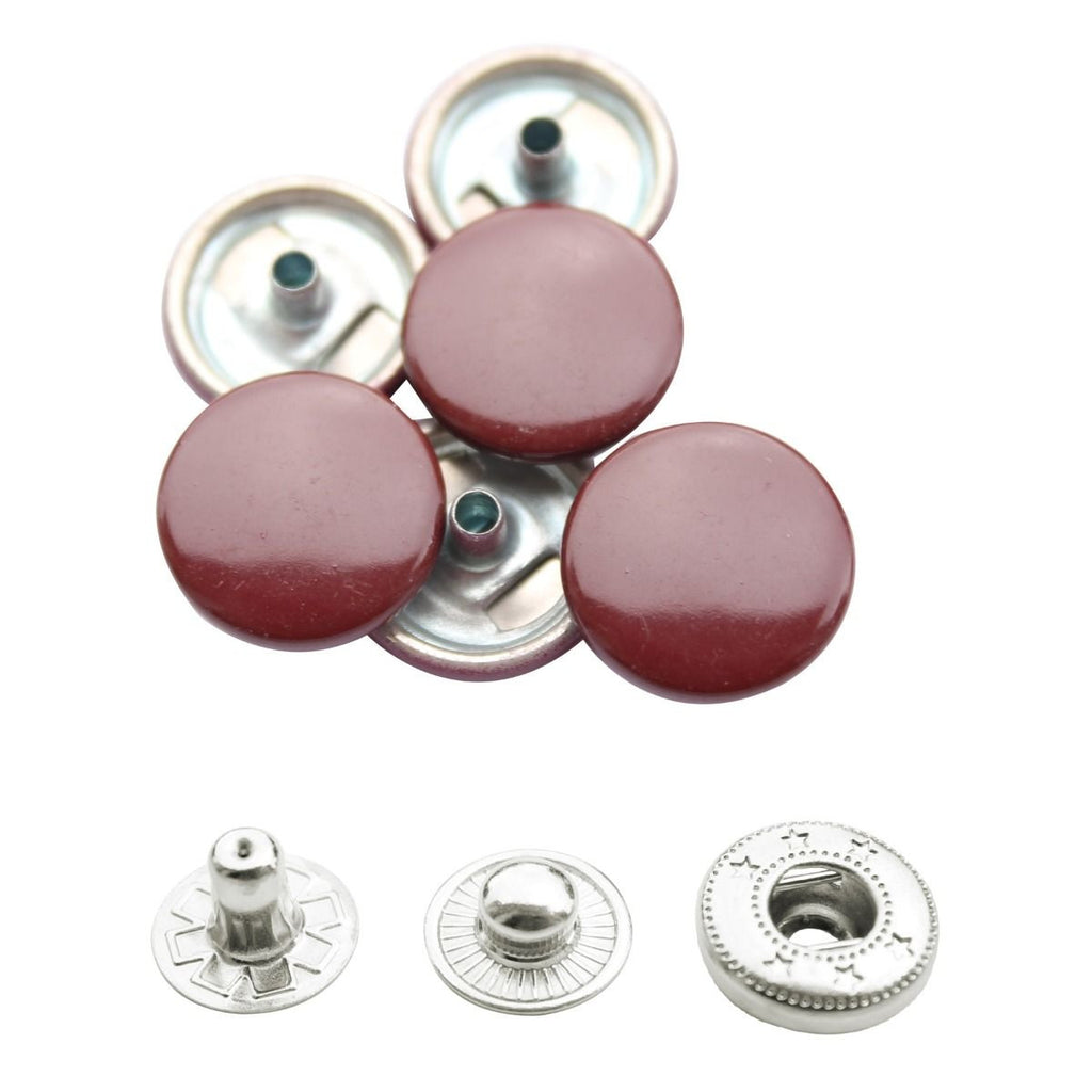 15mm S Spring Press Studs with Coloured Caps and Silver Components (10 Sets)