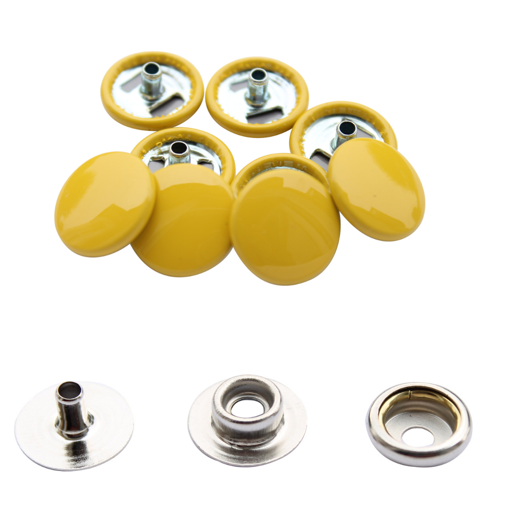 15mm Press Studs with Colour Caps and Silver Components - Small (10 Sets)