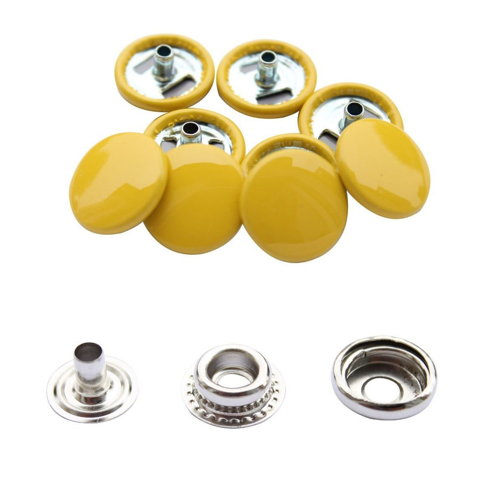 15mm 4-Part Press Studs with Colour Caps and Silver Components - Large (10 Sets)