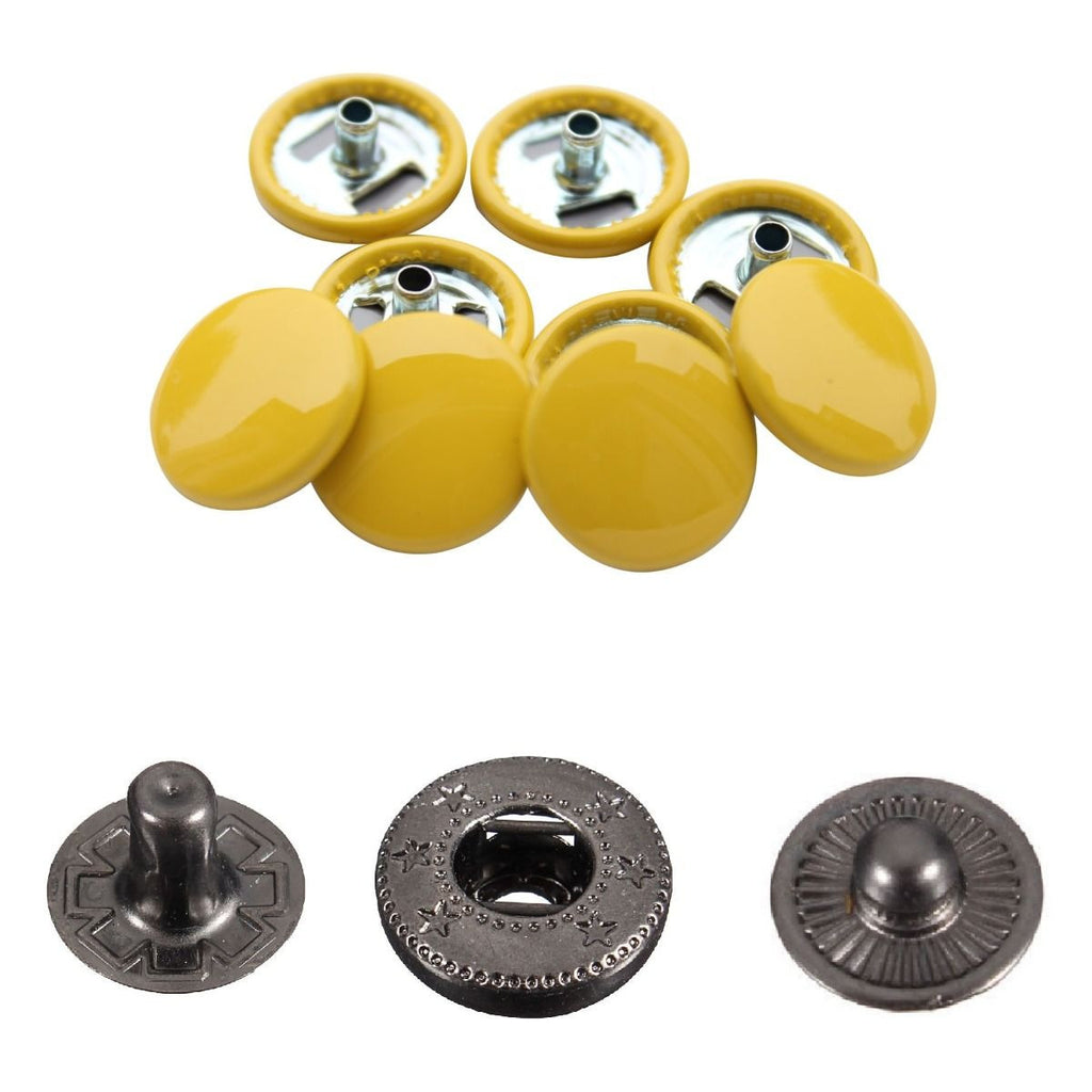 15mm S Spring Press Studs with Colour Caps and Gunmetal Components - (10 Sets)